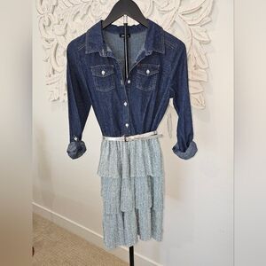 Zunie Blue Denim Shimmery Girls Dress - NWT - Size 16